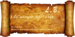 Lőwinger Bálint névjegykártya